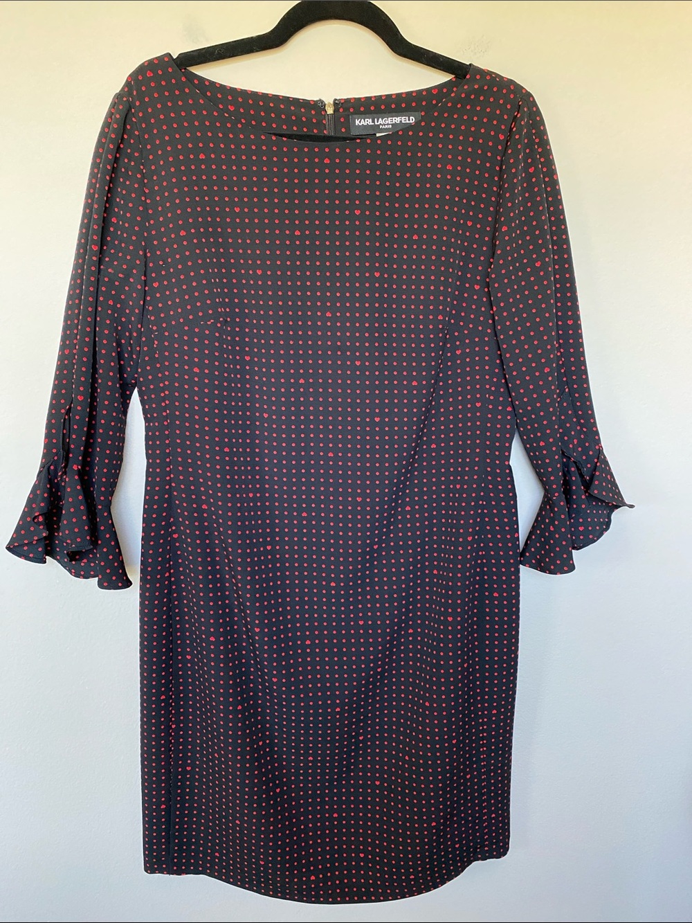 Karl Lagerfeld Black and Red Polka Dot Heart Dress